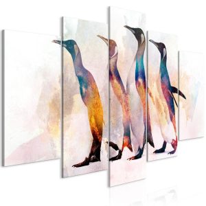 Schilderij – Penguin Wandering (5 Parts) Wide
